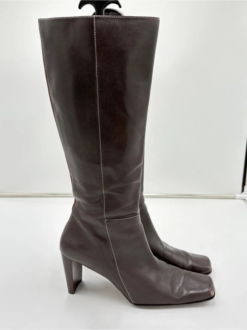 Vintage 90s Whimsigoth Witchy Anne Klein Tall Knee High Heel Boots Square Toe 9
